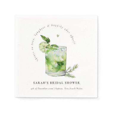 Elegant Green Margarita Cocktail Bridal Shower Napkins