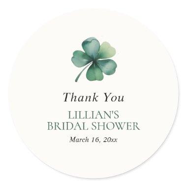 Elegant Green Shamrock Bridal Shower Classic Round Sticker