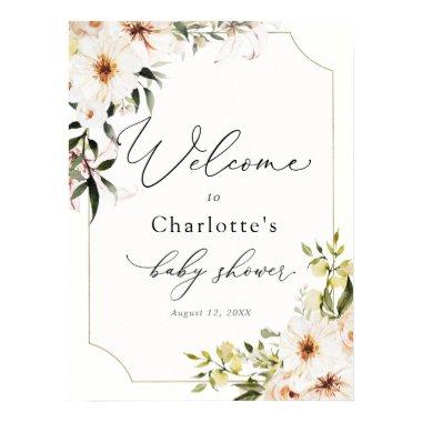 Elegant Greenery and Ivory Florals Bridal Welcome Poster