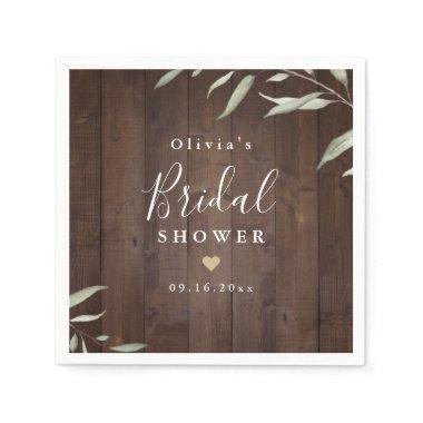 Elegant greenery barn wood rustic bridal shower napkins