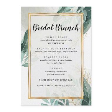 Elegant Greenery Floral Bridal Brunch Menu