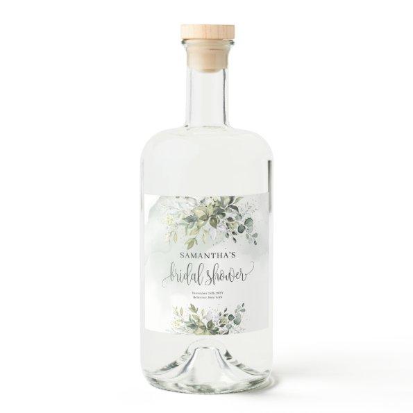 Elegant greenery foliage faux gold  Liquor Bottle Label