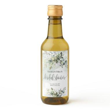 Elegant greenery foliage faux gold  Wine Label