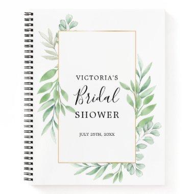 Elegant Greenery Leaves Bridal Shower Gift List Notebook