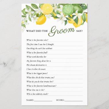 Elegant Greenery Lemon Bridal Shower Game