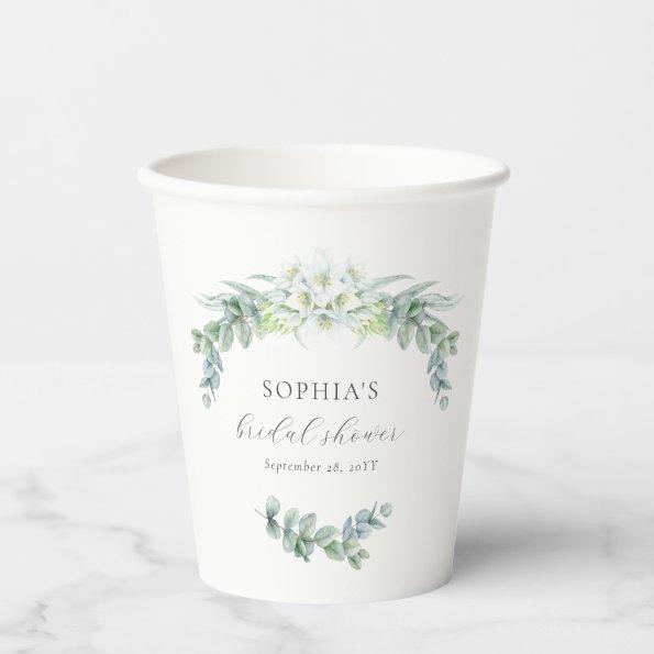 Elegant Greenery Modern Script  Paper Cups