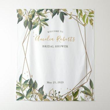 Elegant Greenery n Gold Floral Bridal Shower Tapestry