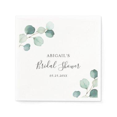 Elegant Greenery Rustic Eucalyptus Bridal Shower Napkins