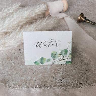 Elegant Greenery Water Buffet Food Labels Table Number