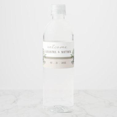 Elegant Greenery Wedding Memory Water Bottle Label