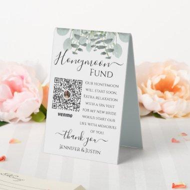 Elegant Greenery Wedding Reception Venmo Code Tab Table Tent Sign