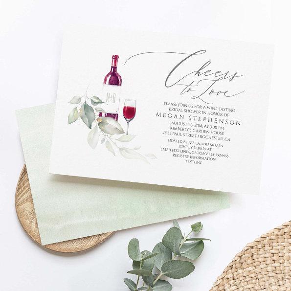 Elegant Greenery Wine Tasting Bridal Shower Invitations