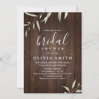Elegant greenery wood county rustic bridal shower Invitations