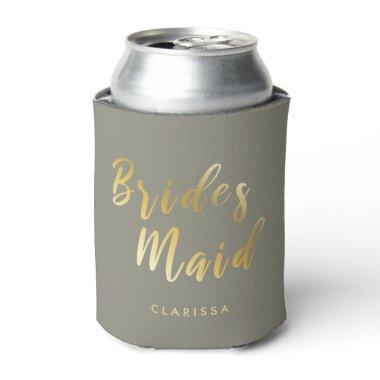 Elegant grey & gold bridesmaid can cooler