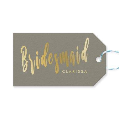 Elegant grey & gold bridesmaid gift tags