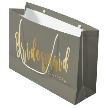 Elegant grey & gold bridesmaid large gift bag