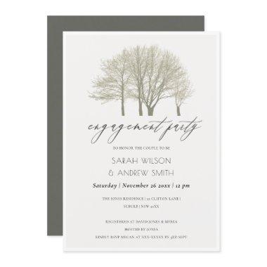 ELEGANT GREY GOLD FALL AUTUMN TREE ENGAGEMENT Invitations