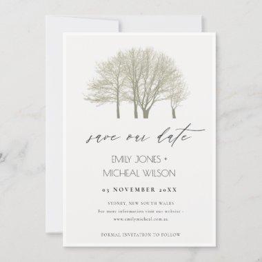 ELEGANT GREY GOLD FALL AUTUMN TREE SAVE THE DATE