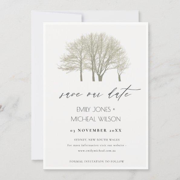 ELEGANT GREY GOLD FALL AUTUMN TREE SAVE THE DATE