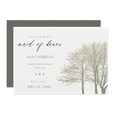 ELEGANT GREY SILVER FALL AUTUMN MAID OF HONOR