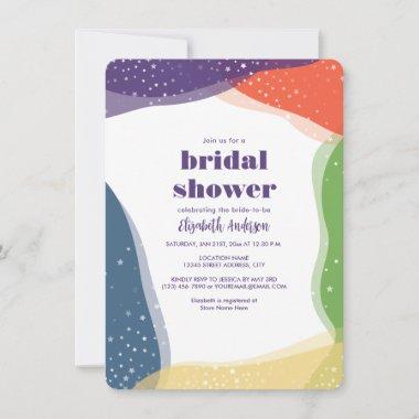 Elegant Groovy Abstract Bridal Shower Celebration Invitations