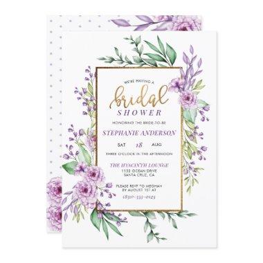 Elegant Hand-Lettered Script Floral Bridal Shower Invitations