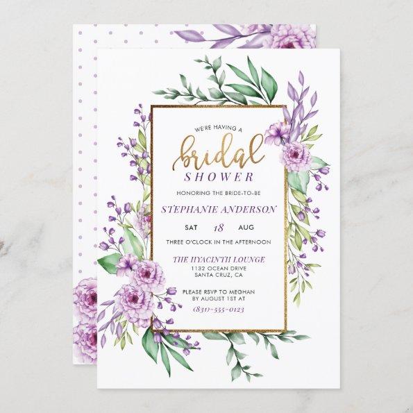Elegant Hand-Lettered Script Floral Bridal Shower Invitations