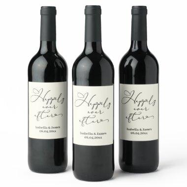 Elegant Happily Ever After Ivory Romantic Wedding Wine Label