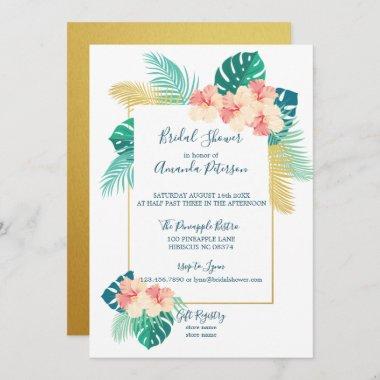 Elegant Hawaiian Hibiscus Bridal Shower Invitations