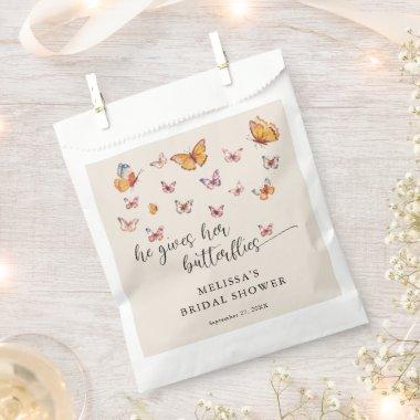 Elegant He Gives Me Butterflies Bridal Shower Favor Bag