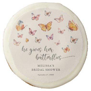 Elegant He Gives Me Butterflies Bridal Shower Sugar Cookie