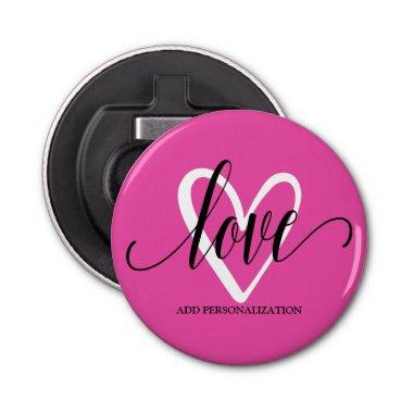 Elegant Heart on Hot Pink Bottle Opener