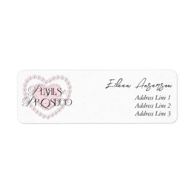 Elegant Heart Pearls Prosecco Bubbly  Label