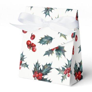 Elegant Holly Berry Holiday Christmas Rustic Favor Favor Boxes