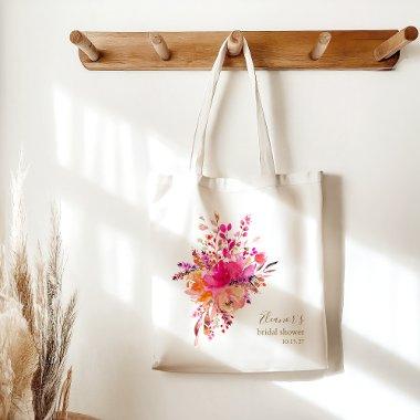 Elegant Hot Pink Floral  Custom Favor Tote Bag
