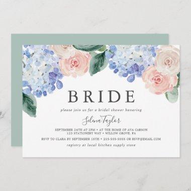 Elegant Hydrangea Horizontal Bride Bridal Shower Invitations