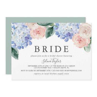 Elegant Hydrangea Horizontal Bride Bridal Shower Invitations