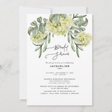 Elegant Hydrangea White Bridal Shower Invitations