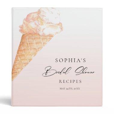 Elegant Ice Cream Bridal Shower Recipe Book 3 Ring Binder