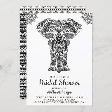 Elegant Indian Henna Elephant Bridal Shower Invite