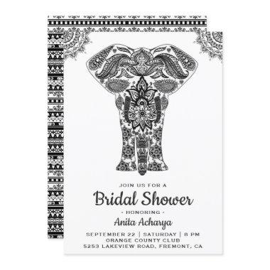 Elegant Indian Henna Elephant Bridal Shower Invite