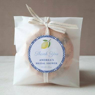 Elegant Italian Aesthetic Blue  Favor Classic Round Sticker