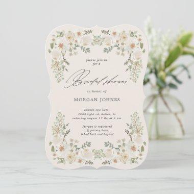 Elegant Ivory Floral Bridal Shower Invite