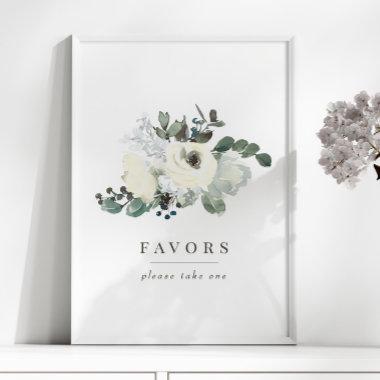 Elegant Ivory Floral Greenery Wedding Favors Sign