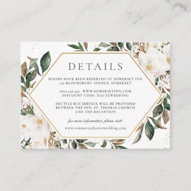 Elegant Ivory Magnolia Floral Wedding Details  Enclosure Invitations