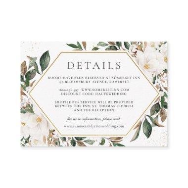 Elegant Ivory Magnolia Floral Wedding Details  Enclosure Invitations