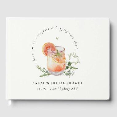 Elegant Ivory Orange Green Cocktail  Guest Book