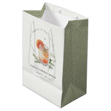 Elegant Ivory Orange Green Cocktail Bridal Shower Medium Gift Bag