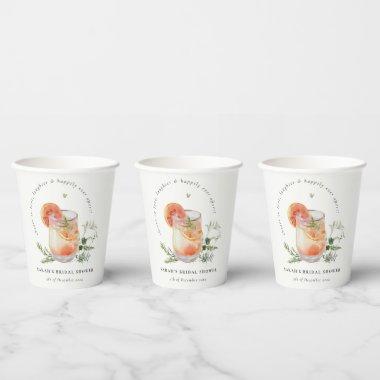 Elegant Ivory Orange Green Cocktail  Paper Cups
