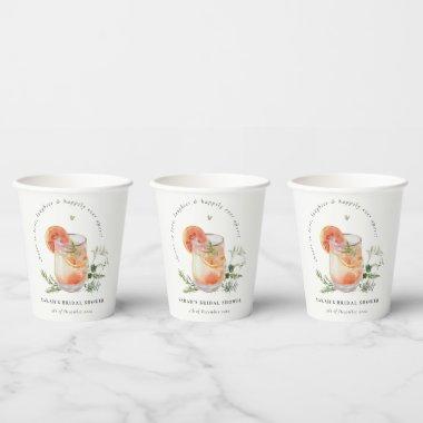 Elegant Ivory Orange Green Cocktail Bridal Shower Paper Cups